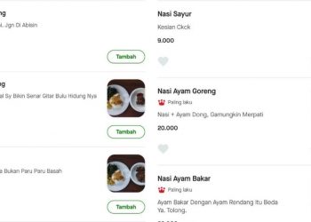 Dekripsi unik menu restoran Padang (Twitter)