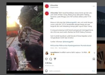 Kereta api tabrak 1 mobil di Padang Pariaman (Instagram)