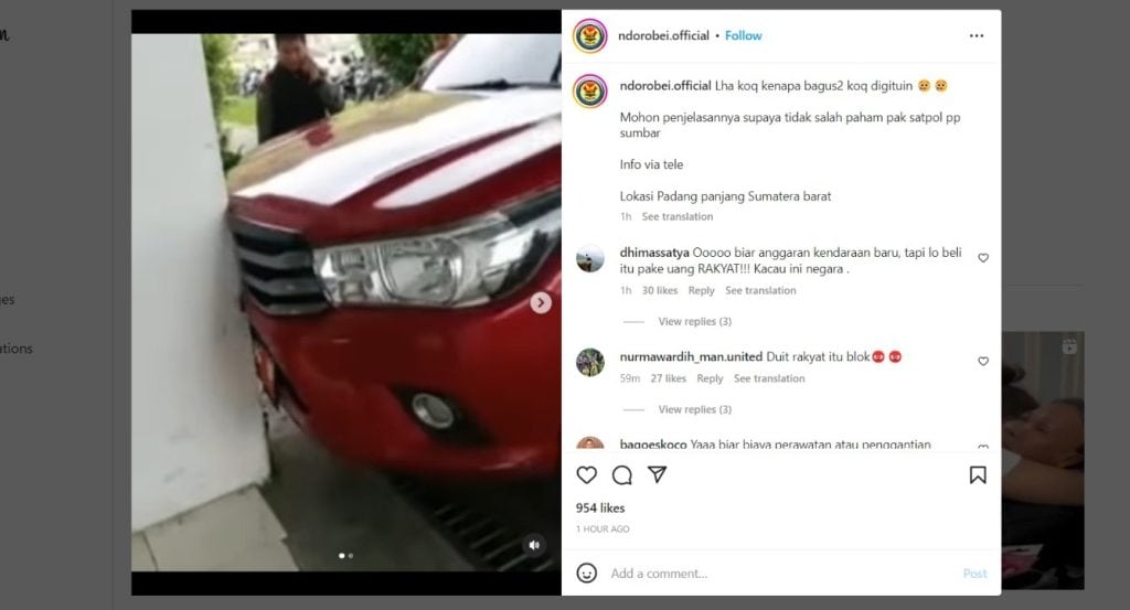 unggahan-aksi-pengrusakan-kendaraan-dinas-di-padang-panjang